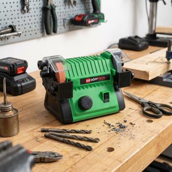 Kabelloser Akku-Doppelschleifer mit Schleif- & Polierscheiben – Schärft Messer, Bohrer & Scheren, mobil & flexibel 