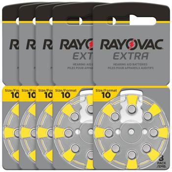 40er Rayovac Hörgeräte-Batterien Extra 10 gelb - Lange Laufzeit für digitale & analoge Hörgeräte - Zink-Luft 1.45V 105mAh - Typ 10 (PR70 PR536 7005ZD ZA10)
