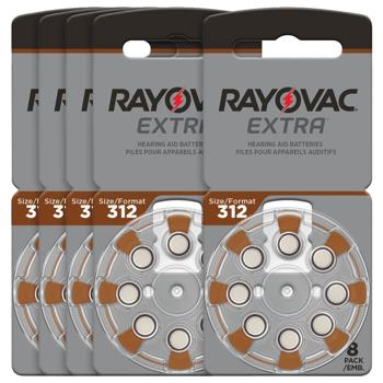 5er-Set Energieeffiziente Hörgeräte Batterien Extra Advanced Typ 312 (R312AE, ZL3, PR41), braun, 1,4V/180 mAh, 40er-Spar Pack