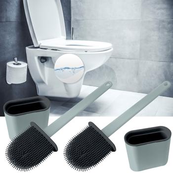 2er-Set WC-Silikonbürste anthrazit - Flexible Borsten für optimale Hygiene - Erreicht schwer zugängliche Bereiche - Schmutzabweisend, formstabil & gründlich