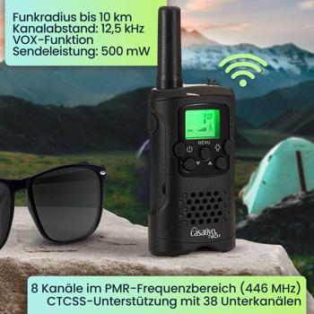 Preview: Walkie Talkie, 4er-Set PMR-Funkgerät mit VOX, Taschenlampe, 10km Reichweite, 8 Kanäle, für Abenteuer, Camping und Wandern, für Erwachsene und Kinder