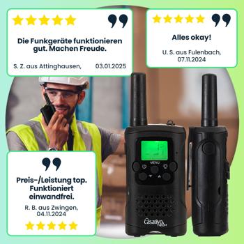 Preview: Walkie Talkie, 4er-Set PMR-Funkgerät mit VOX, Taschenlampe, 10km Reichweite, 8 Kanäle, für Abenteuer, Camping und Wandern, für Erwachsene und Kinder