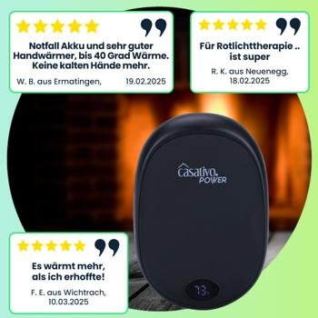 Preview: 2er-Set Zuverlässiger 2in1 USB Handwärmer mit Powerbank Funktion, 10.000 mAh, schwarz, warme Hände und gleichzeitig das Smartphone laden