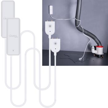 2er-Set WLAN-Wassermelder mit externem Sensor, weiss, Wassersensor für Tuya oder SmartLife App, weltweite Benachrichtigung, Alarmfunktion