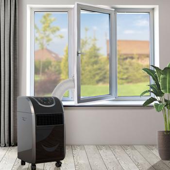 Fenster-Abdichtung für mobile Klima-Geräte oder Abluft Wäschetrockner, Fensterabdichtung, energiesparender Hot Air Stop m. schneller Installation