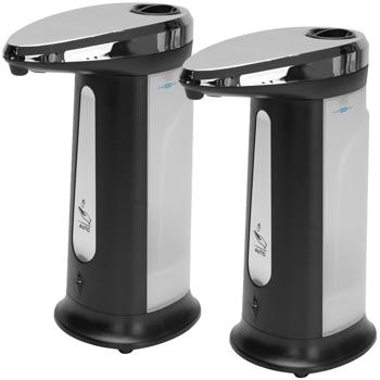 2er-Set Berührungsloser Seifenspender (Infrarot): 400ml, ABS-Chrom, edel - Autom. Dosierung, ideal für Bad & Küche - Maximale Hygiene