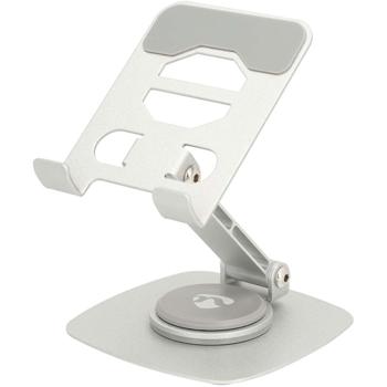 Preview: Universal Smartphone Halterung aus Aluminium - 360° schwenkbar für optimalen Betrachtungswinkel - faltbar, robust, Anti-Rutsch-Pad, lädt Handy, als Stativ