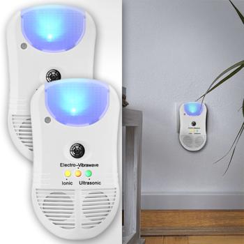 2er-Set  3in1 Ultraschall Insektenvertreiber, Ionen Luftreiniger und PIR Sensor Nachtlicht, praktisch für die Steckdose, bis zu 30 qm, 3 Kontroll LEDs