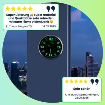 Preview: Moderne Funk Wanduhr, 30 cm, Aluminium, Quarz-Uhrwerk, leise, nachleuchtend, silber-schwarz -Präzise Zeit, stilvolle Wanduhr für Büro & Heim