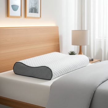 Ergonomisches Memory-Foam-Kopfkissen 60x40 cm – weiss-grau, atmungsaktiv & druckentlastend – Erholsamer Schlaf &  Nackenstütze