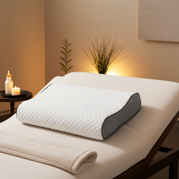 Preview: Ergonomisches Memory-Foam-Kopfkissen 60x40 cm – weiss-grau, atmungsaktiv & druckentlastend – Erholsamer Schlaf &  Nackenstütze