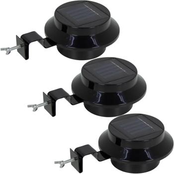 Preview: Solar-Dachrinnenleuchte 3er-Set - Dämmerungssensor, 3 helle LEDs, akkubetrieben, wetterfest - Einfache Montage, erhöhte Sicherheit, keine Stromkosten