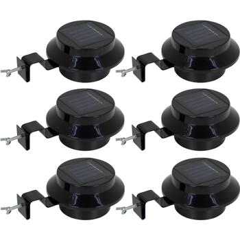 Preview: 2er-Set Solar-Dachrinnenleuchte mit Dämmerungssensor - Wetterfest & robust für Hauseingänge, Garagen & Balkone - 3 helle LEDs, 11x11x5.5cm, Ni-MH Akku