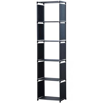 Regal mit 5 Fächern - Vielseitiger Stauraum für Bücher, Spielzeug & Kleidung - Ohne Werkzeug aufbaubar, belastbar bis 25kg - Schwarz, 42x26x153 cm