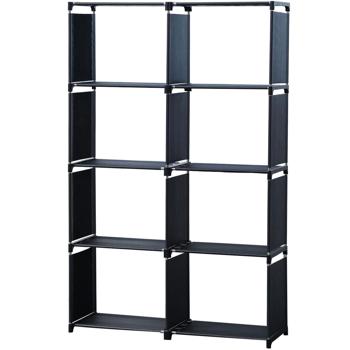 Stilvolles 8-Fächer Regal, schwarz, 85 x 26 x 125 cm - Robustes Standregal für Wohnzimmer, Büro, Keller, Garage - Langlebig & einfacher Aufbau