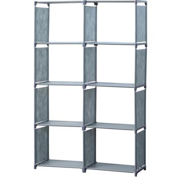 8-Fächer-Regal (85x26x125cm) aus Vlies-Stoff: Graues Stoffregal für maximale Ordnung – geräumige Fächer für Bücher, Kleidung und mehr