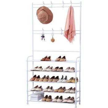 Garderobenständer mit Schuhregal, weiss, 170x80cm – 2-in-1 Lösung, platzsparende Garderobe mit Schuhablage, funktional