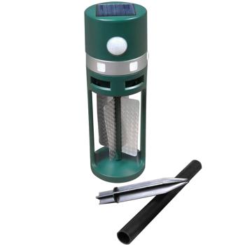 Preview: Solar Tiervertreiber mit Erdspiess und Bewegungssensor, Ultraschall und Lichtblitze, vertreibt Hunde, Katzen, Füchse, Vögel sowie Ratten und Mäuse