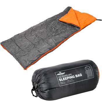 Preview: 2er-Set 3-Jahreszeiten-Schlafsack - 0-27°C - Warm, mobil & ideal für Outdoor, Camping, Festivals - 170x70cm, Polyester, Anthrazit/Orange, inkl. Tragtasche