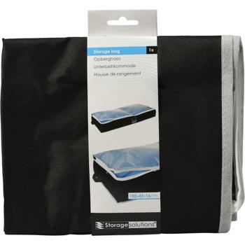 Unterbettkommode mit Sichtfenster & Handgriff – Platzsparend für Bettwäsche & Kleidung – Motten- & Staubschutz – 100x45x16cm, schwarz