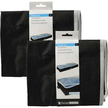 2er-Set Unterbettkommode mit Sichtfenster & Handgriff - Stauraum für Bettwäsche & Kleidung - Schutz vor Motten, Staub - 100x45x16cm, schwarz