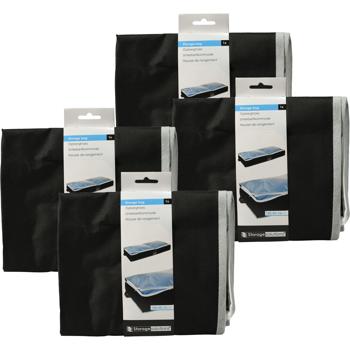 4er-Set Unterbettkommode mit Sichtfenster & Handgriff – extra Stauraum für Bettwäsche & Kleidung – 100x45x16cm schwarz – Schutz vor Motten & Staub