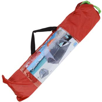 Preview: Strandzelt für 2-3 Personen, inkl. Heringen & Zeltseilen, UV Schutz 50+, rot/grau, nur 1,3 kg, Windschutz und Sonnenschutz inkl. Tragetasche