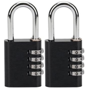 Preview: 2er Spar Set Zahlenschloss - Vorhängeschloss aus Aluminium, Bügel aus Stahl, 4-stellig, schwarz, robust und sicher, ideal für Koffer, Spind, Keller, Schuppen, Schule