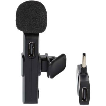 Preview: Kabelloses Mini-Mikrofon - Kristallklare Audio für professionelle Aufnahmen, Vlogs & Interviews - USB-C, 360° HD, bis 5h Laufzeit, Schwarz