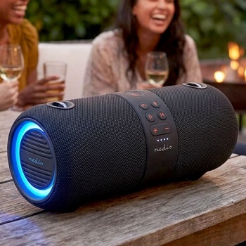 Tragbarer Bluetooth Lautsprecher 40W: LED, Stossfest & IPX6, TWS, schwarz - Kraftvoller Sound mit Lichtshow – Robust, Outdoor, für jeden Musikgenuss