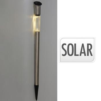 Preview: Elegante Solar Gartenlampe aus Edelstahl, mit Erdspiess, 70 x 3 cm, stilvolle Beleuchtung für den Aussenbereich, wetterfest, langlebig & energiesparend