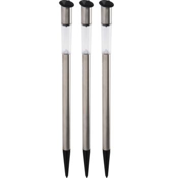 3er-Set Elegante Solar Gartenlampe aus Edelstahl, mit Erdspiess, 70 x 3 cm, stilvolle Beleuchtung für den Aussenbereich, wetterfest, langlebig & energiesparend