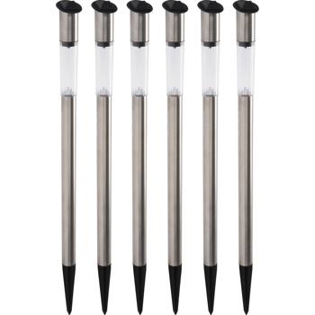 6er-Set Elegante Solar Gartenlampe aus Edelstahl, mit Erdspiess, 70 x 3 cm, stilvolle Beleuchtung für den Aussenbereich, wetterfest, langlebig & energiesparend