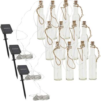 Preview: 3er-Set Originelle Solar Flaschen-Lichterkette, warmweisses Licht – Dekorative LED-Lichter für Garten, Balkon & Terrasse, stimmungsvolle Beleuchtung