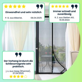 Preview: 2er-Set Magnetischer Insektenschutz-Türvorhang, 210x100cm – Schutz vor Fliegen, Schnaken & Wespen, ohne Bohren, einfache Montage
