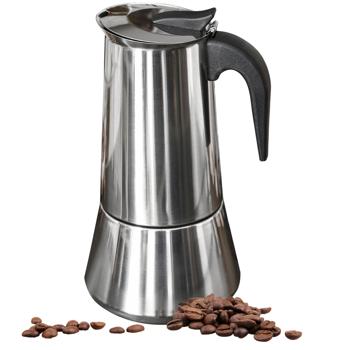 Moderner Edelstahl Espressokocher für 9 Tassen - Espresso/Mokka - Hochwertige Herdkanne für alle Herdarten inkl. Induktion - Robuster Genuss