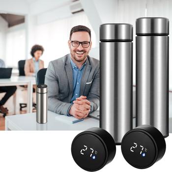 2er-Set Thermo-Vakuumflasche mit Touchscreen & Echtzeit-Temperaturanzeige für Büro & unterwegs - 500ml-BPA-frei-Edelstahl-doppelwandig isoliert