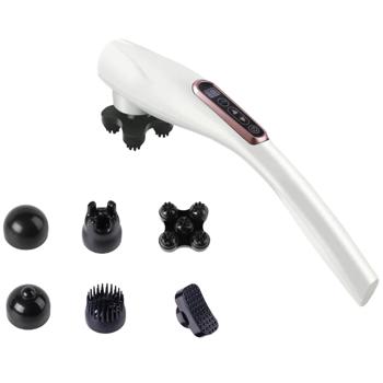 Akku-Massagegerät, 6 Köpfe, 12 Modi – Für Schulter, Rücken, Beine & mehr, weiss, vielseitige Tiefenmassage für den ganzen Körper
