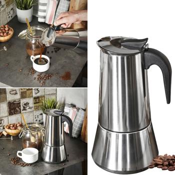 Espressokocher gross - Original italienischer Espresso für Zuhause & Reisen - Edelstahl, für 12 Tassen, Bakelitgriff, für jede Herdart