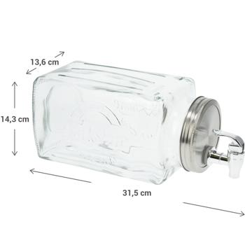 Preview: Getränkespender Glas - 3 Liter Fassungsvermögen mit Zapfhahn & Deckel - Ideal für Bowle, Limonade & Wasser - Hygienisch & stilvoll