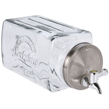 Preview: Getränkespender Glas - 3 Liter Fassungsvermögen mit Zapfhahn & Deckel - Ideal für Bowle, Limonade & Wasser - Hygienisch & stilvoll