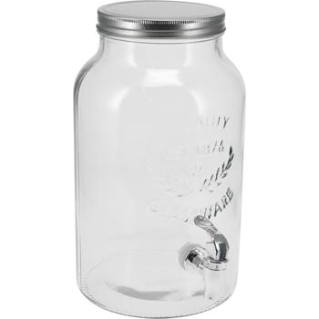 Preview: 2er-Set Getränkespender aus Glas - 5,5l Fassungsvermögen mit Zapfhahn und Deckel - Ideal für Feste, Partys, Garten - Hygienisch, robust, zylinderförmig
