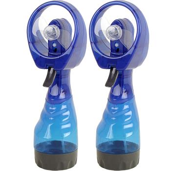 2er-Set Hand-Sprühventilator mit 300ml Wassertank – Batteriebetrieb, kühlender Wassernebel, ideal für heisse Tage, blau-schwarz
