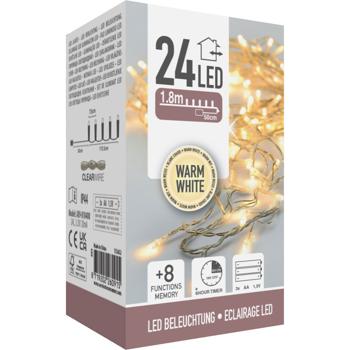 Preview: 2er-Set LED Lichterkette - 8 Leuchtmodi & Timerfunktion (6h/18h) - 3,6m, 48 warmweisse LEDs, batteriebetrieben, IP44 spritzwassergeschützt für Innen & Aussen