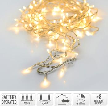 Preview: LED Lichterkette 7m - 96 warmweisse LEDs mit 8 Leuchtmodi & Timer - Batteriebetrieben, IP44 Spritzwasserschutz - Ideal für Garten & Balkon
