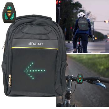 LED Blinker-Rucksack: Leuchtende Pfeile, sicher, schwarz, mit Notebook-Fach & Fernbedienung – Sichtbare Sicherheit für Fussgänger, Radfahrer & Pendler