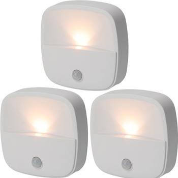 3er-Set LED Nachtlicht mit Bewegungsmelder, selbstklebend, batteriebetrieben