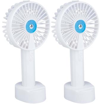 2er-Set Sprühventilator - Kühler Sprühnebel, Akkubetrieb, Natel-Halterung, 3 Geschwindigkeiten - USB-aufladbar, 23 ml Wassertank, 1200 mAh