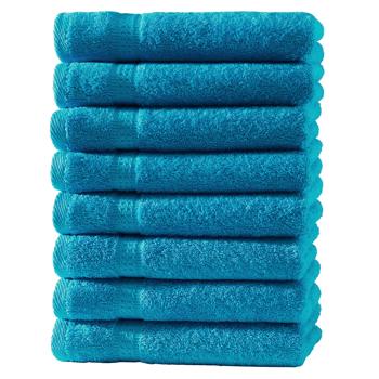 8er-Set Gästetücher - Luxuriöse 100% Baumwolle 500 g/m² - Kuschelweich, saugstark & schnelltrocknend - 30x50 cm, 2 Bordüren, Türkis