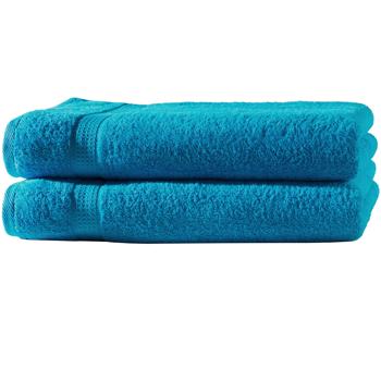 2er-Set Duschtücher - 100% luxuriöse Baumwolle - Kuschelweich, saugstark, schnell trocknend für Ihr Bad - 70x140 cm, türkis, Öko-Tex